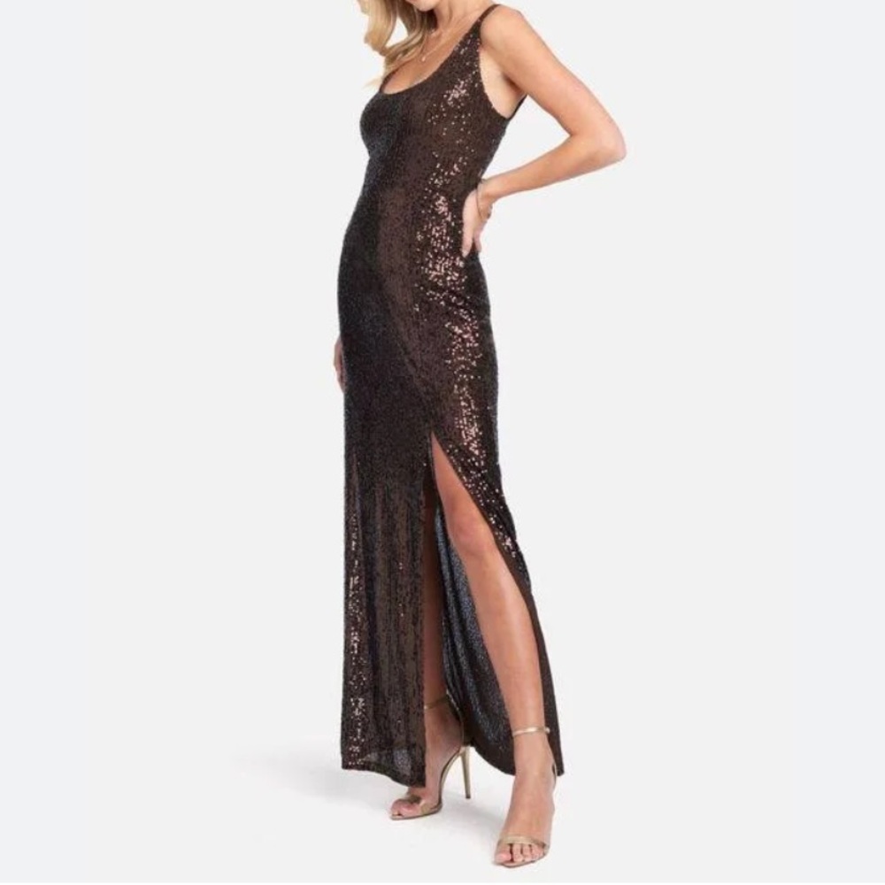 Bebe brown SEQUIN TANK GOWN